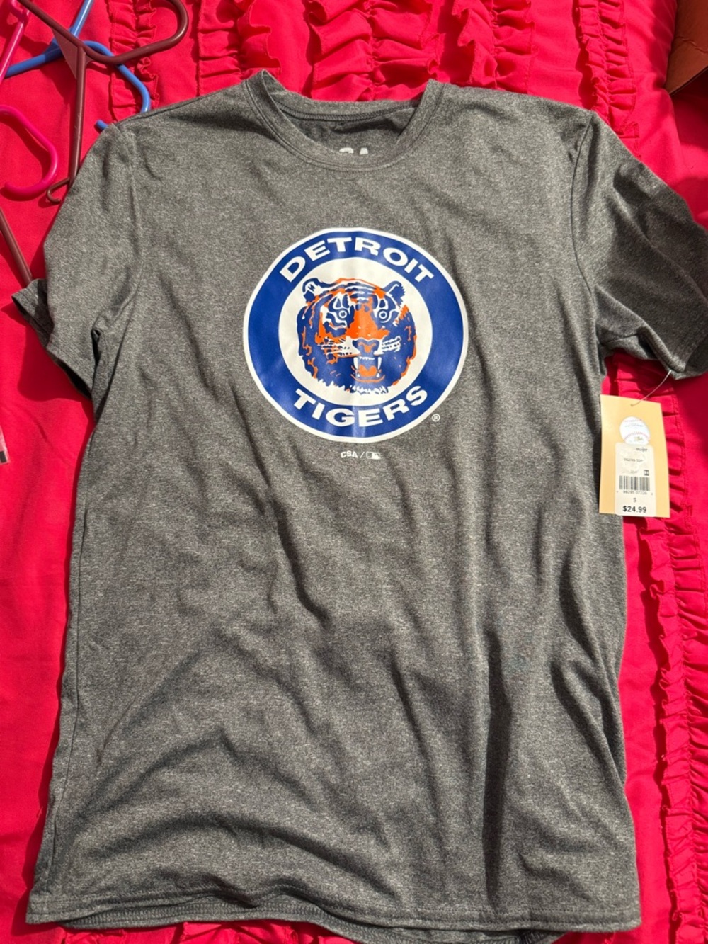 Detroit Tigers Men's Gray Short Sleeve Logo Tee